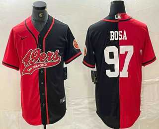 Mens San Francisco 49ers #97 Nick Bosa Red Black Two Tone Cool Base Stitched Baseball Jersey->san francisco 49ers->NFL Jersey